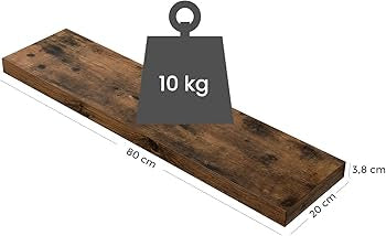 Комплект от 2 стенни рафта VASAGLE 80x20x3,8см, Rustic Brown