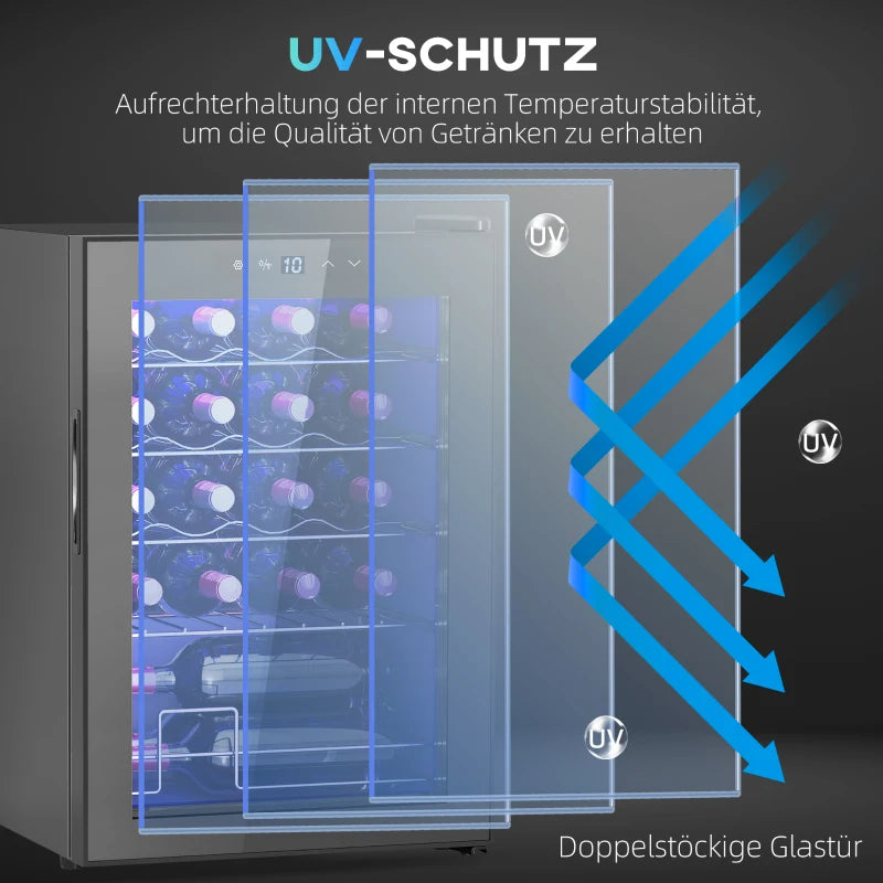 Охладител за вино 20 бутилки 53L, 5-18℃, компресорен HOMCOM