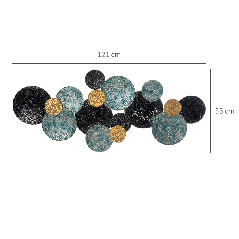 Стенна декорация с кръгове 3D HOMCOM, метална