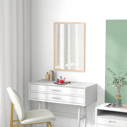 Стенно огледало HOMCOM 50x70см, дървена рамка, естествен цвят