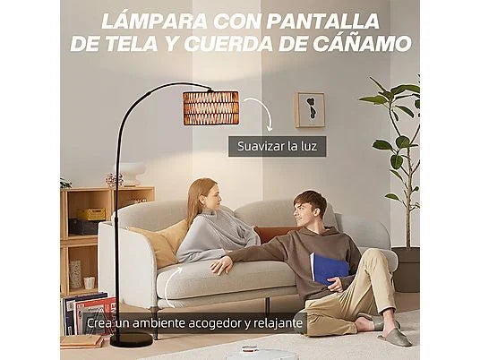 Подова лампа HOMCOM с абажур от конопено въже