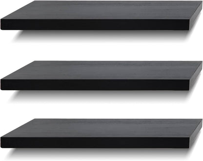 Комплект от 3 големи черни стенни рафта