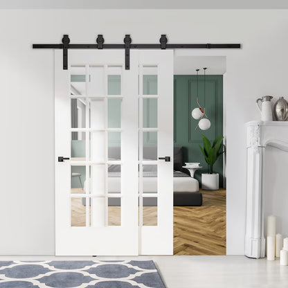 Комплект за монтаж на плъзгаща се врата Homcom, капацитет 90 кг, 200x0,6x4 см, черен