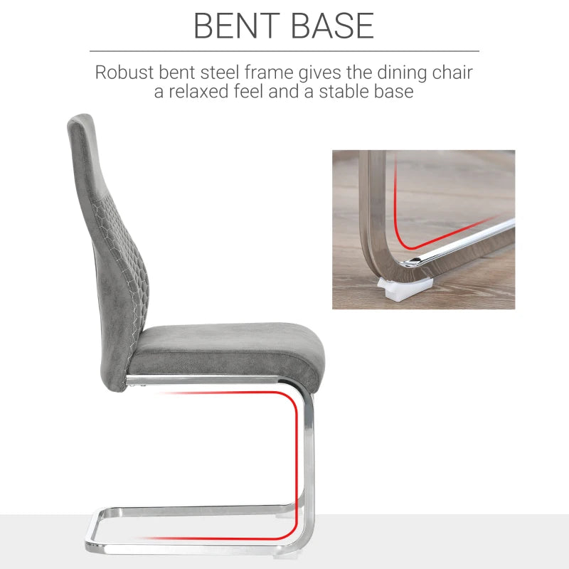 Комплект от 4 трапезарни стола HOMCOM с висока облегалка и кадифена материя