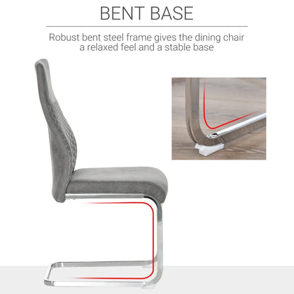 Комплект от 4 трапезарни стола HOMCOM с висока облегалка и кадифена материя