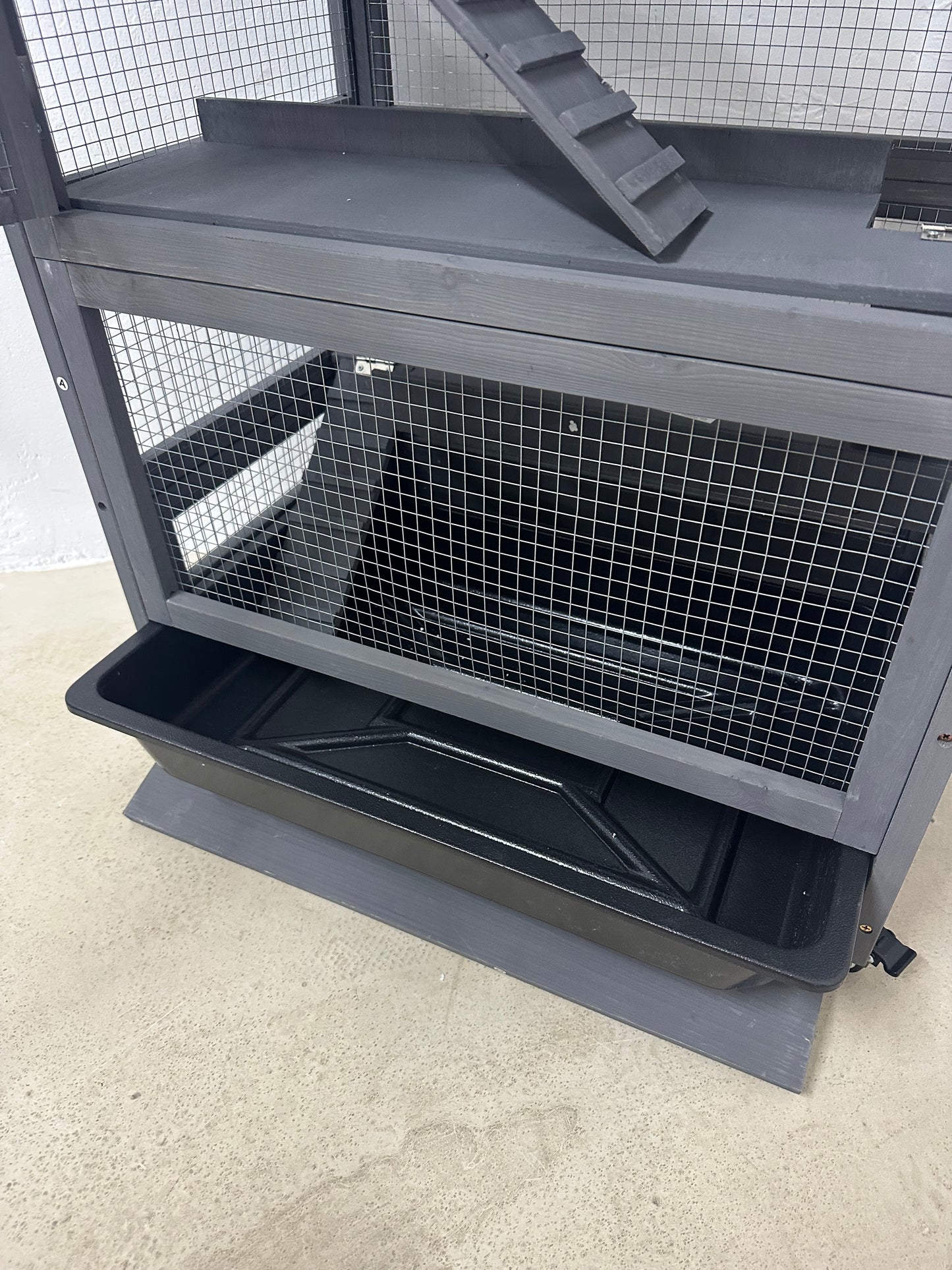 Дървена клетка за гризачи на 4 нива с къщички, люлка, купички за храна, рампи и колелца PawHut