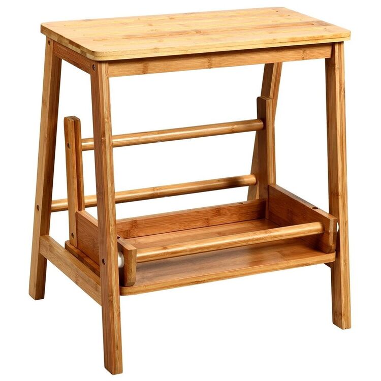 Сгъваема бамбукова табуретка, стълба с 2 стъпала COSTWAY