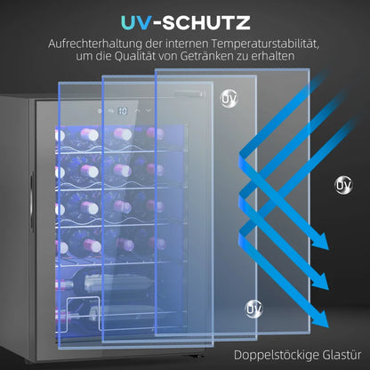 Охладител за вино 20 бутилки 53L, 5-18℃, компресорен HOMCOM