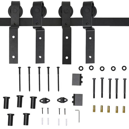 Комплект за монтаж на плъзгаща се врата Homcom, капацитет 90 кг, 200x0,6x4 см, черен