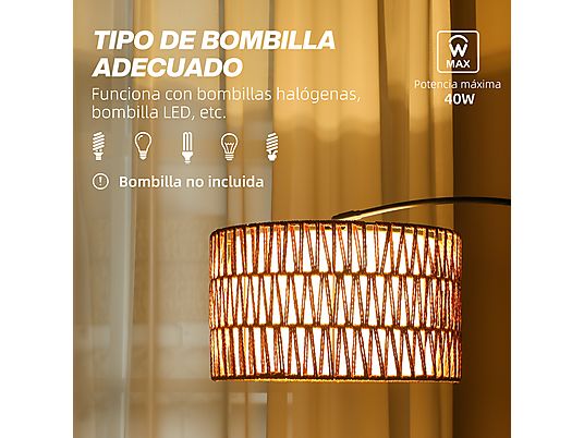 Подова лампа HOMCOM с абажур от конопено въже