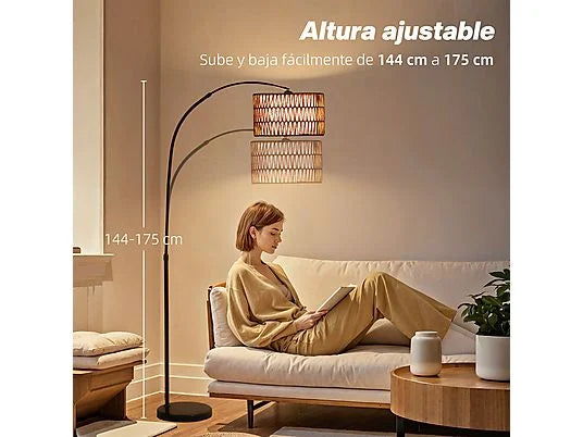 Подова лампа HOMCOM с абажур от конопено въже