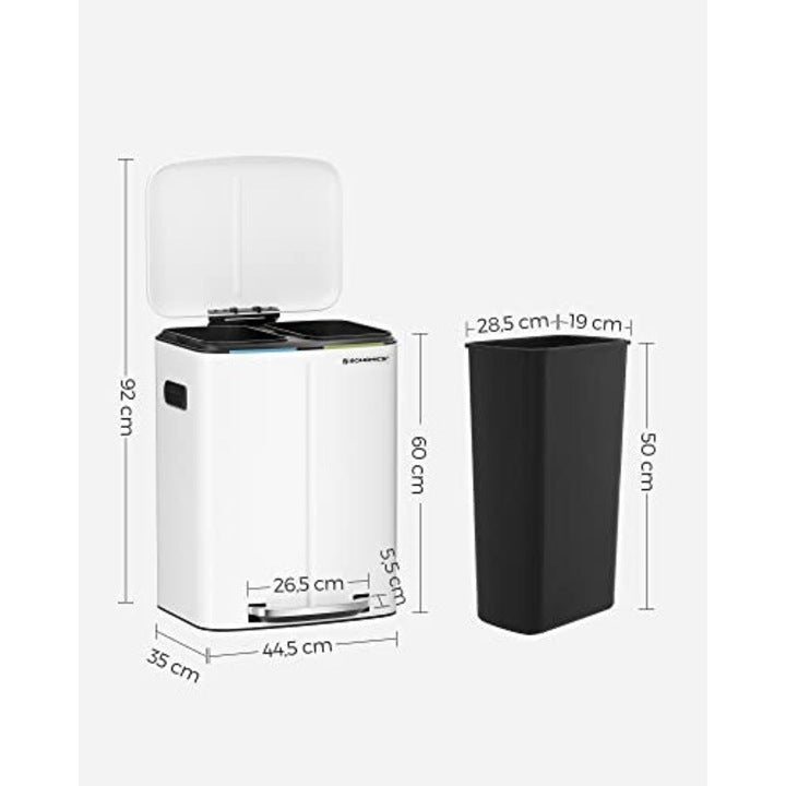 Кош за рециклиране, Songmics, 2 x 20L, бял, Soft-Close