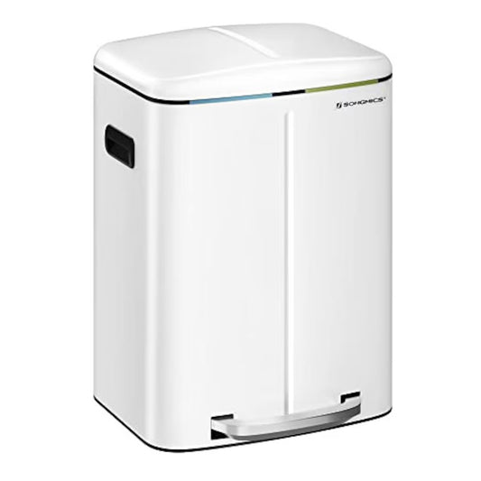 Кош за рециклиране, Songmics, 2 x 20L, бял, Soft-Close