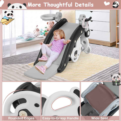 Детски комплект люлеещо се конче и пързалка Costway с баскетболна топка и игра с ринг