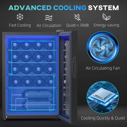 Охладител за вино 20 бутилки 53L, 5-18℃, компресорен HOMCOM