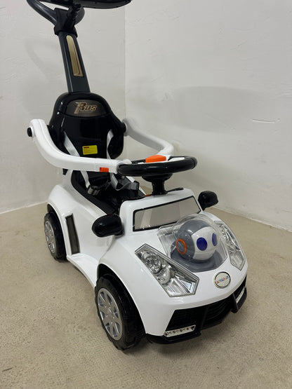 Детска количка Qaba 3 в 1, плъзгаща се количка за малки деца, дизайн от крака до пода с музика, светлина, дръжка, подвижен сенник