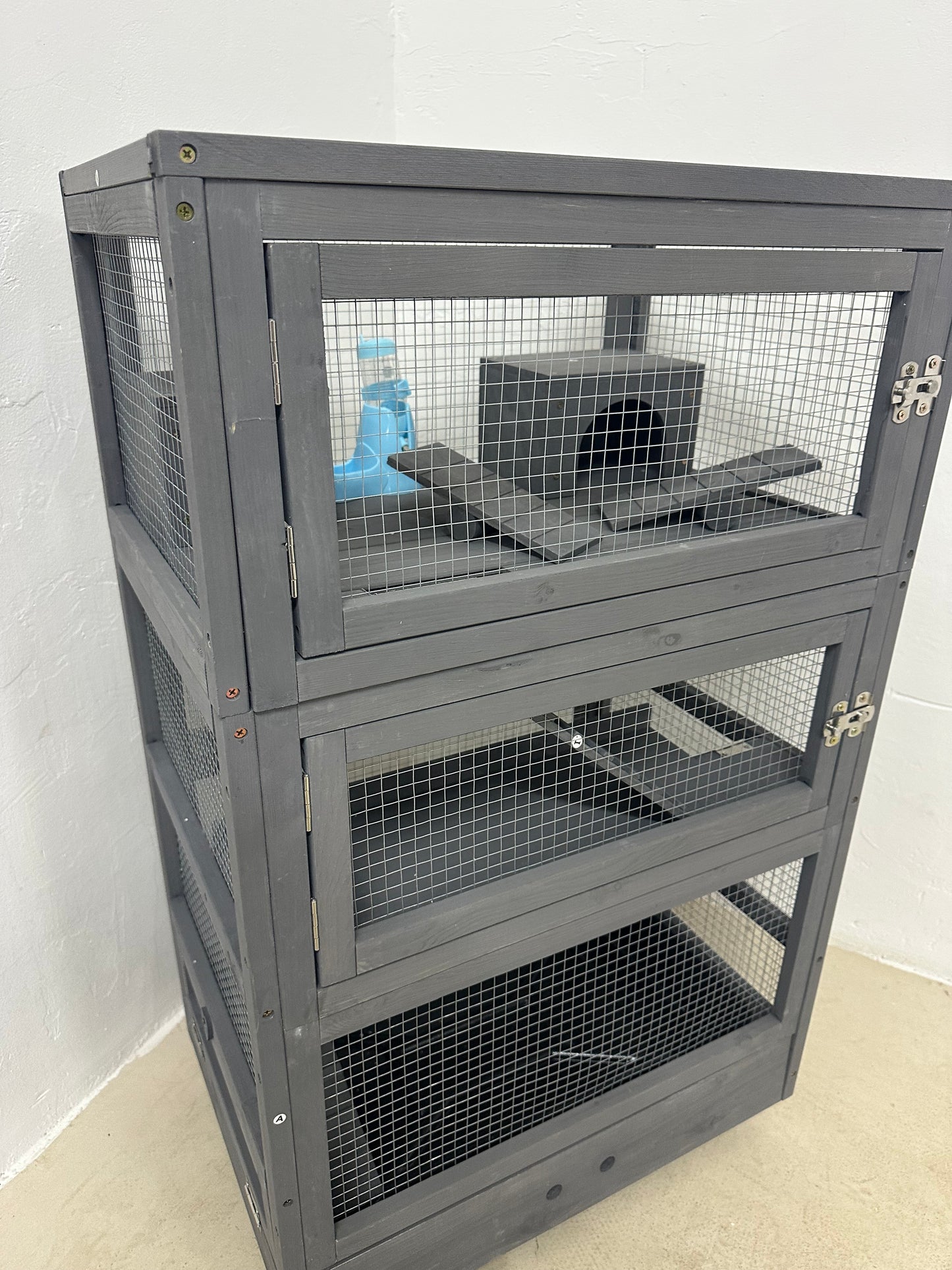 Дървена клетка за гризачи на 4 нива с къщички, люлка, купички за храна, рампи и колелца PawHut