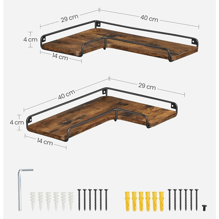 Комплект от 2 ъглови стенни рафта VASAGLE