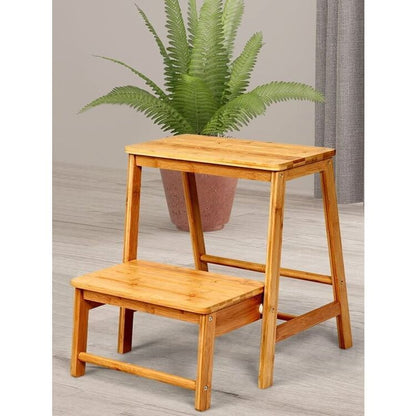 Сгъваема бамбукова табуретка, стълба с 2 стъпала COSTWAY