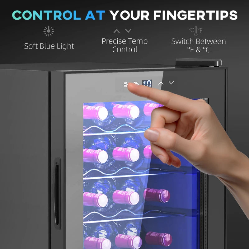 Охладител за вино 20 бутилки 53L, 5-18℃, компресорен HOMCOM