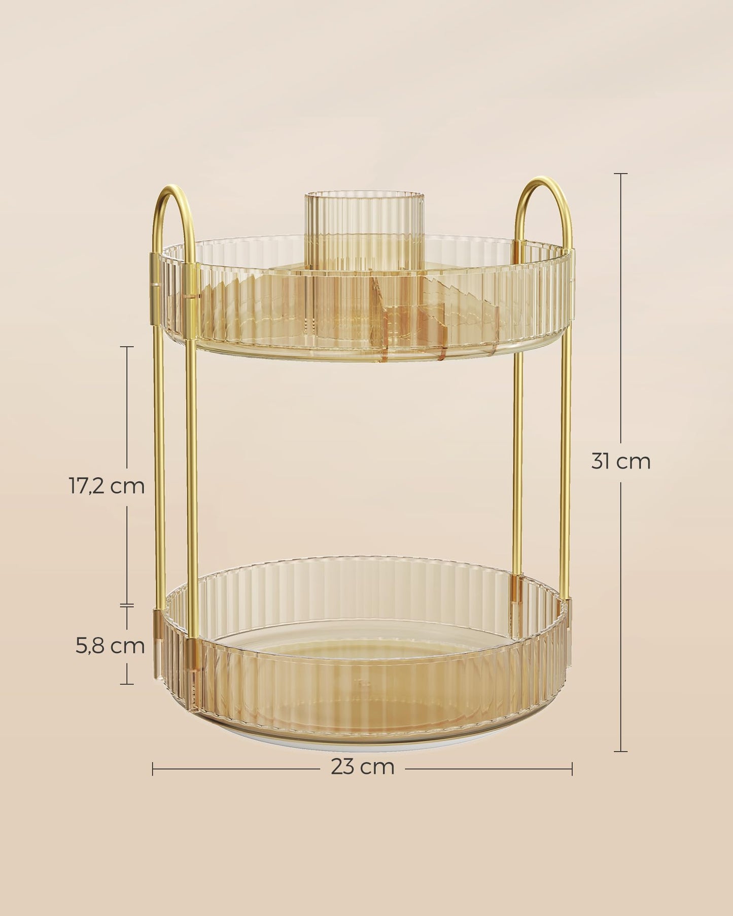 Въртящ се органайзер за грим, кръгъл, 2-етажен, регулируем, за тоалетка SONGMICS