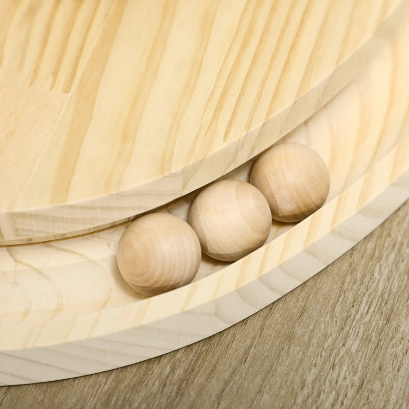 Интерактивна играчка за котки PawHut, драскаща повърхност, овална писта с топчета, борова дървесина