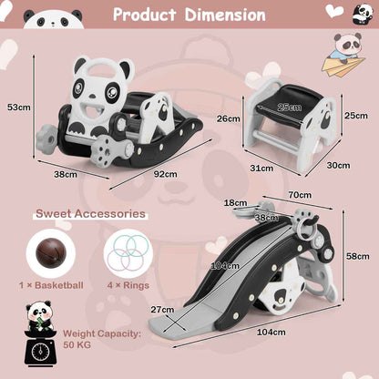 Детски комплект люлеещо се конче и пързалка Costway с баскетболна топка и игра с ринг