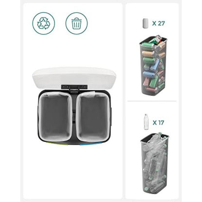 Кош за рециклиране, Songmics, 2 x 20L, бял, Soft-Close