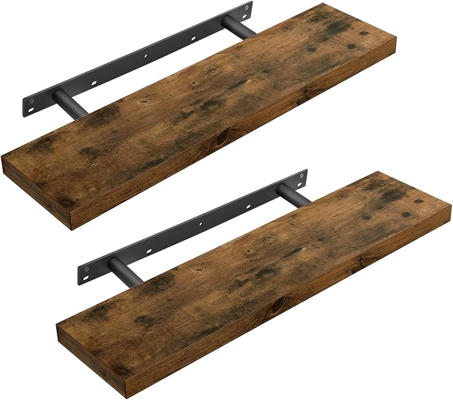 Комплект от 2 стенни рафта VASAGLE 80x20x3,8см, Rustic Brown