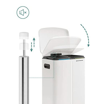 Кош за рециклиране, Songmics, 2 x 20L, бял, Soft-Close